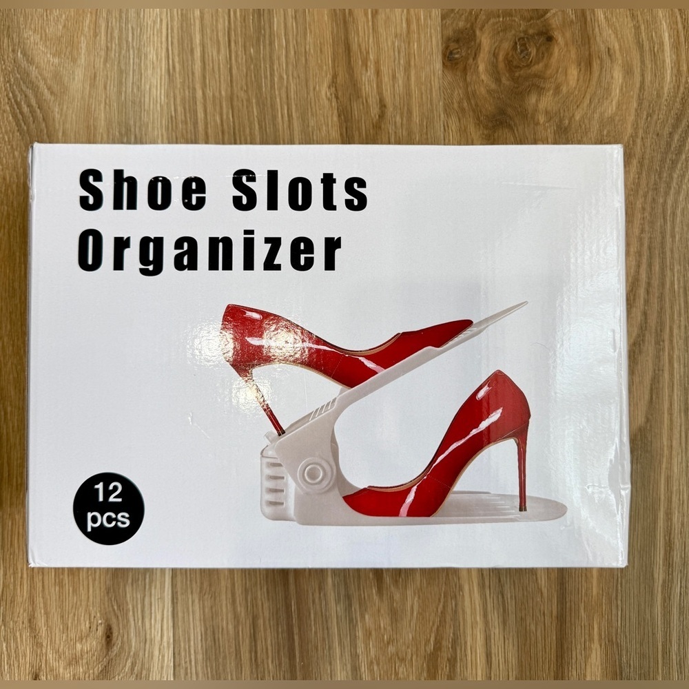 Shoe Slots Organizer 12 Pcs Adjustable Space-Saving Storage Rack White
